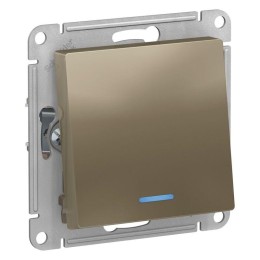 Переключатель проходной 1-кл. СП AtlasDesign 10А IP20 (сх. 6а) 10AX с подсветкой механизм шампань SE