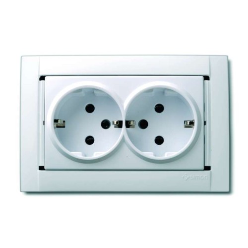 Розетка 2-м СП Simon34 16А IP20 с заземл. бронз. Simon 34459-36