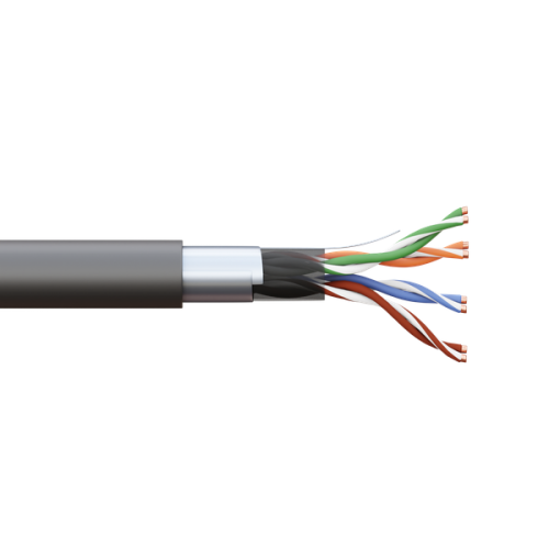 Кабель витая пара F/UTP кат.5E 4 пары 24 AWG solid внешн. LDPE черн. TERACOM PRO PRO EKF TRP-5EFTP-0