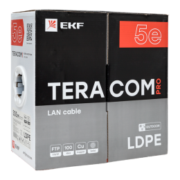 Кабель витая пара F/UTP кат.5E 4 пары 24 AWG solid внешн. LDPE черн. TERACOM PRO PRO EKF TRP-5EFTP-0