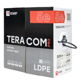 Кабель витая пара F/UTP кат.5E 4 пары 24 AWG solid внешн. LDPE черн. TERACOM PRO PRO EKF TRP-5EFTP-0
