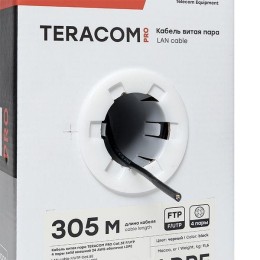 Кабель витая пара F/UTP кат.5E 4 пары 24 AWG solid внешн. LDPE черн. TERACOM PRO PRO EKF TRP-5EFTP-0