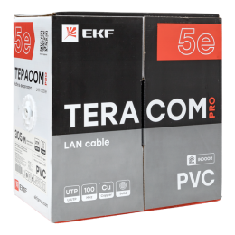 Кабель витая пара U/UTP кат.5E 4 пары 24 AWG solid PVC сер. TERACOM PRO PRO EKF TRP-5EUTP-04PVC-GY-I