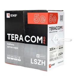Кабель витая пара U/UTP кат.5E 4 пары 24 AWG solid LSZH нг(А)-HF сер. TERACOM PRO EKF TRP-5EUTP-04LS