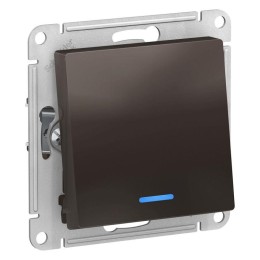 Переключатель проходной 1-кл. СП AtlasDesign 10А IP20 (сх. 6а) 10AX с подсветкой механизм мокко SE A