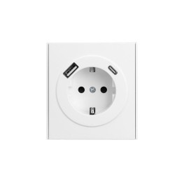 Розетка 1-м СП STRONG MIELE 16А с заземл. защ. шторки с USB A+C быстрой зарядки 5В/3А жемчуж. Kranz