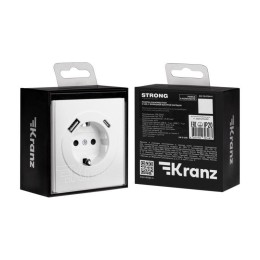 Розетка 1-м СП STRONG MIELE 16А с заземл. защ. шторки с USB A+C быстрой зарядки 5В/3А жемчуж. Kranz