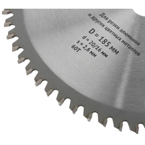 Диск пильный для циркулярных пил по алюминию 185х20/16х60T FIT 37790