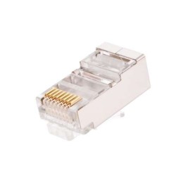 Коннектор RJ45/8P8C под витую пару кат.6 (класс E) 250МГц покрытие 50мкд универс. ножи экран. (уп.10