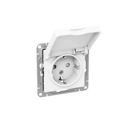 Розетка СП Эпика 16А IP44 с заземл. защ. шторки c крышкой механизм бел. EKF UP1-SOW-111-44