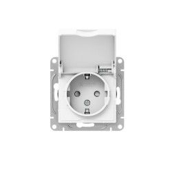 Розетка СП Эпика 16А IP44 с заземл. защ. шторки c крышкой механизм бел. EKF UP1-SOW-111-44