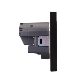 Розетка 1-м СП STRONG MIELE 16А с заземл. защ. шторки с USB A+C быстрой зарядки 5В/3А антрацит Kranz