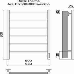 Полотенцесушитель Axel white П6 500х800 электро встроен. диммер Royal Thermo НС-1433985