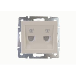 Розетка телефонная 2-м Rain RJ11 евро стандарт механизм крем. LEZARD 703-0388-138