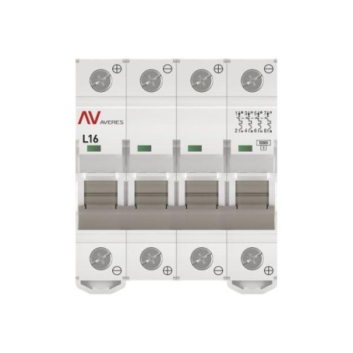 Выключатель автоматический модульный 4п L 16А 10кА AV-10 DC AVERES EKF mcb10-DC-4-16L-av