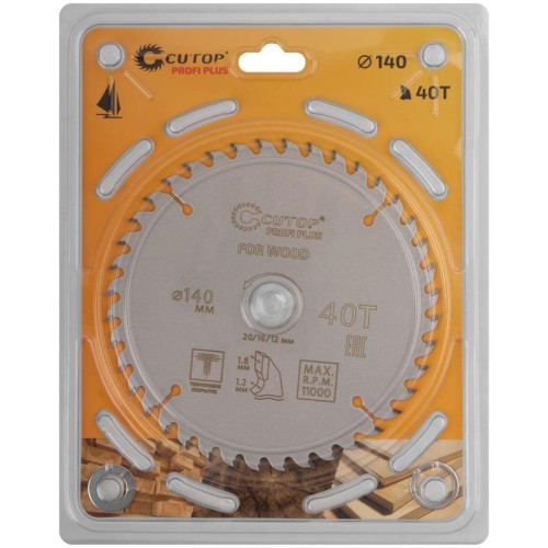 Диск пильный по дереву с тефлоновым покрытием 40Т Profi plus 140х1.2/1.8х20/16/12мм Cutop 75-14040Т