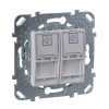 Розетка компьютерная 2-м СП Unica RJ45 кат.5E механизм бел. SchE MGU5.2020.18ZD
