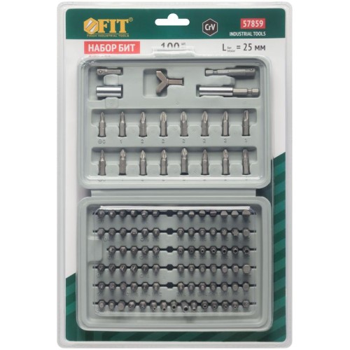 Набор бит 100шт CrV FIT 57859