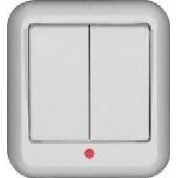 Выключатель 2-кл. ОП Прима 6А IP20 с подсветкой с монтаж. пластиной бел. (опт. упак.) SchE A56-007M-