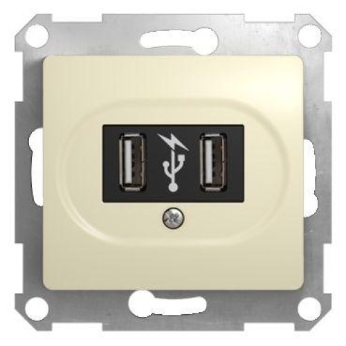 Розетка USB 1-м СП Glossa механизм беж. SchE GSL000232