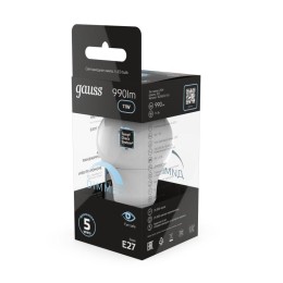 Лампа светодиодная Black 11Вт A60 грушевидная 4100К нейтр. бел. E27 990лм диммир. GAUSS 102502211-D