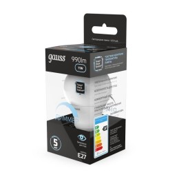 Лампа светодиодная Black 11Вт A60 грушевидная 4100К нейтр. бел. E27 990лм диммир. GAUSS 102502211-D