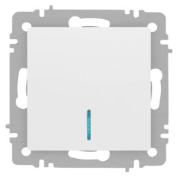 Выключатель 1-кл. СП Accent 6-102-01М 10А IP20 250В с подсветкой AL/CU бел. матов. Intro Б0063466