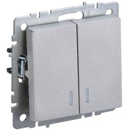 Выключатель 2-кл. СП BRITE ВС10-2-1-БрА 10А с индик. механизм алюм. IEK BR-V20-1-10-K47