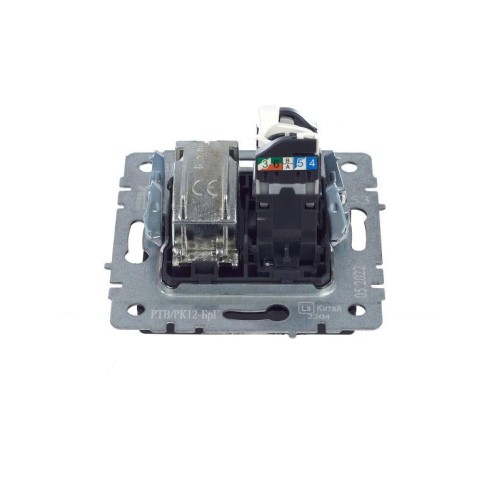 Розетка компьютерная + телевизионная 2-м BRITE РТВ/РК12-БрГ RJ45 кат.5E + TV механизм графит IEK BR-