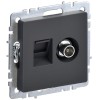 Розетка компьютерная + телевизионная 2-м BRITE РТВ/РК12-БрГ RJ45 кат.5E + TV механизм графит IEK BR-