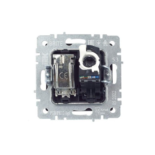 Розетка компьютерная + телевизионная 2-м BRITE РТВ/РК12-БрГ RJ45 кат.5E + TV механизм графит IEK BR-