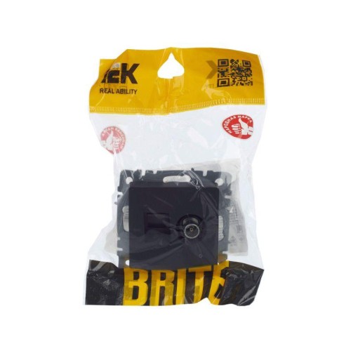 Розетка компьютерная + телевизионная 2-м BRITE РТВ/РК12-БрГ RJ45 кат.5E + TV механизм графит IEK BR-