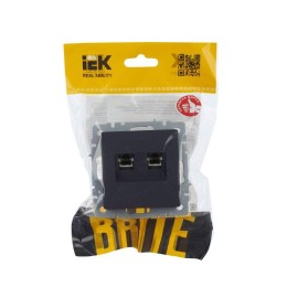 Розетка компьютерная 2-м СП BRITE RJ45 кат.5E РК10-2-БрГ механизм графит IEK BR-K20-1-K53