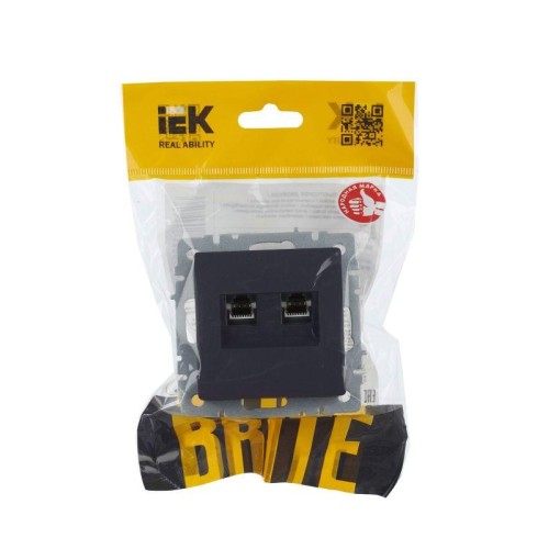 Розетка компьютерная 2-м СП BRITE RJ45 кат.5E РК10-2-БрГ механизм графит IEK BR-K20-1-K53