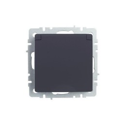 Розетка BRITE РСбш10-3-44-БрГ 16А IP44 с заземл. защ. шторки с крышкой механизм графит IEK BR-R16-16