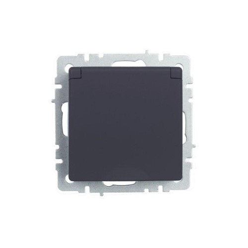 Розетка BRITE РСбш10-3-44-БрГ 16А IP44 с заземл. защ. шторки с крышкой механизм графит IEK BR-R16-16