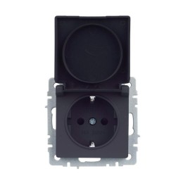 Розетка BRITE РСбш10-3-44-БрГ 16А IP44 с заземл. защ. шторки с крышкой механизм графит IEK BR-R16-16
