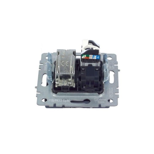Розетка компьютерная + телевизионная 2-м BRITE РТВ/РК12-БрМ RJ45 кат.5E + TV механизм маренго IEK BR