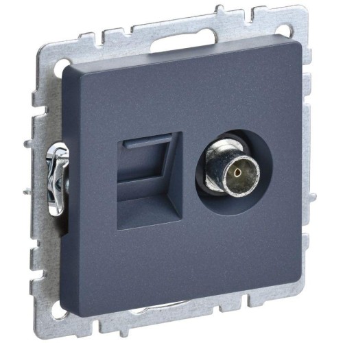 Розетка компьютерная + телевизионная 2-м BRITE РТВ/РК12-БрМ RJ45 кат.5E + TV механизм маренго IEK BR