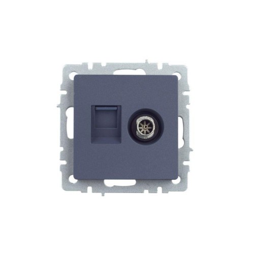 Розетка компьютерная + телевизионная 2-м BRITE РТВ/РК12-БрМ RJ45 кат.5E + TV механизм маренго IEK BR