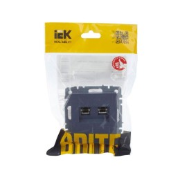 Розетка компьютерная 2-м СП BRITE RJ45 кат.5E РК10-2-БрМ механизм маренго IEK BR-K20-1-K35