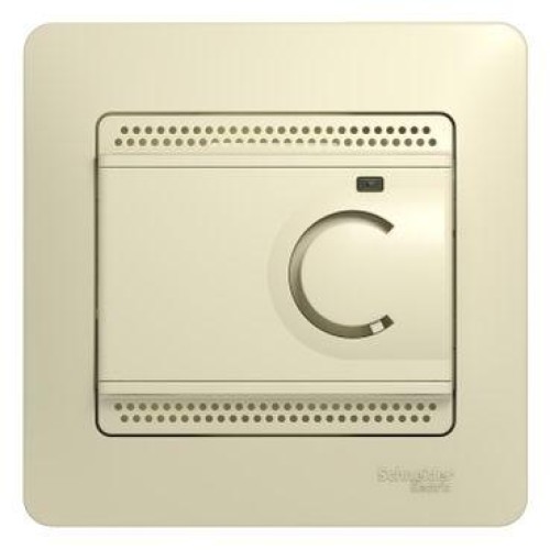 Термостат Glossa электронный для теплого пола с датчиком +5град.C +50град.C 10А в сборе беж. SchE GS