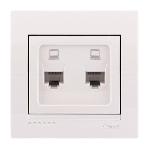 Розетка компьютерная 2-м СП Deriy RJ45 бел. LEZARD 702-0202-141