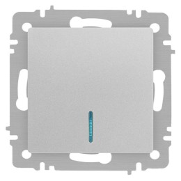 Выключатель 1-кл. СП Accent 6-102-03 10А IP20 250В с подсветкой AL/CU алюм. Intro Б0063478