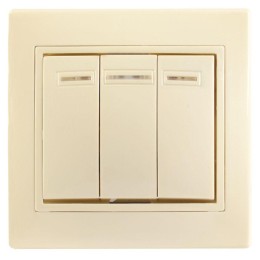 Выключатель 3-кл. СП Кварта 10А IP20 ВС10-3-1-ККм крем. IEK EVK31-K33-10-DM