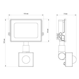 Прожектор светодиодный с датчиком LFL-5002S C02 50Вт 230В 6500К черн. Ultraflash 13331