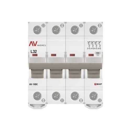 Выключатель автоматический модульный 4п L 32А 10кА AV-10 DC AVERES EKF mcb10-DC-4-32L-av