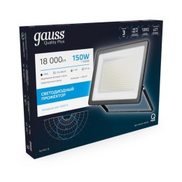 Прожектор светодиодный Qplus 150Вт 6500К IP65 18000лм 175-265В ДО черн. GAUSS 613100150