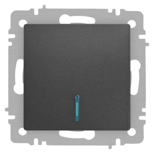 Выключатель 1-кл. СП Accent 6-102-07 10А IP20 250В с подсветкой AL/CU графит Intro Б0063434