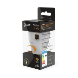 Лампа светодиодная Black 7Вт P45 шар 3000К тепл. бел. E27 560лм диммир. GAUSS 105102107-D